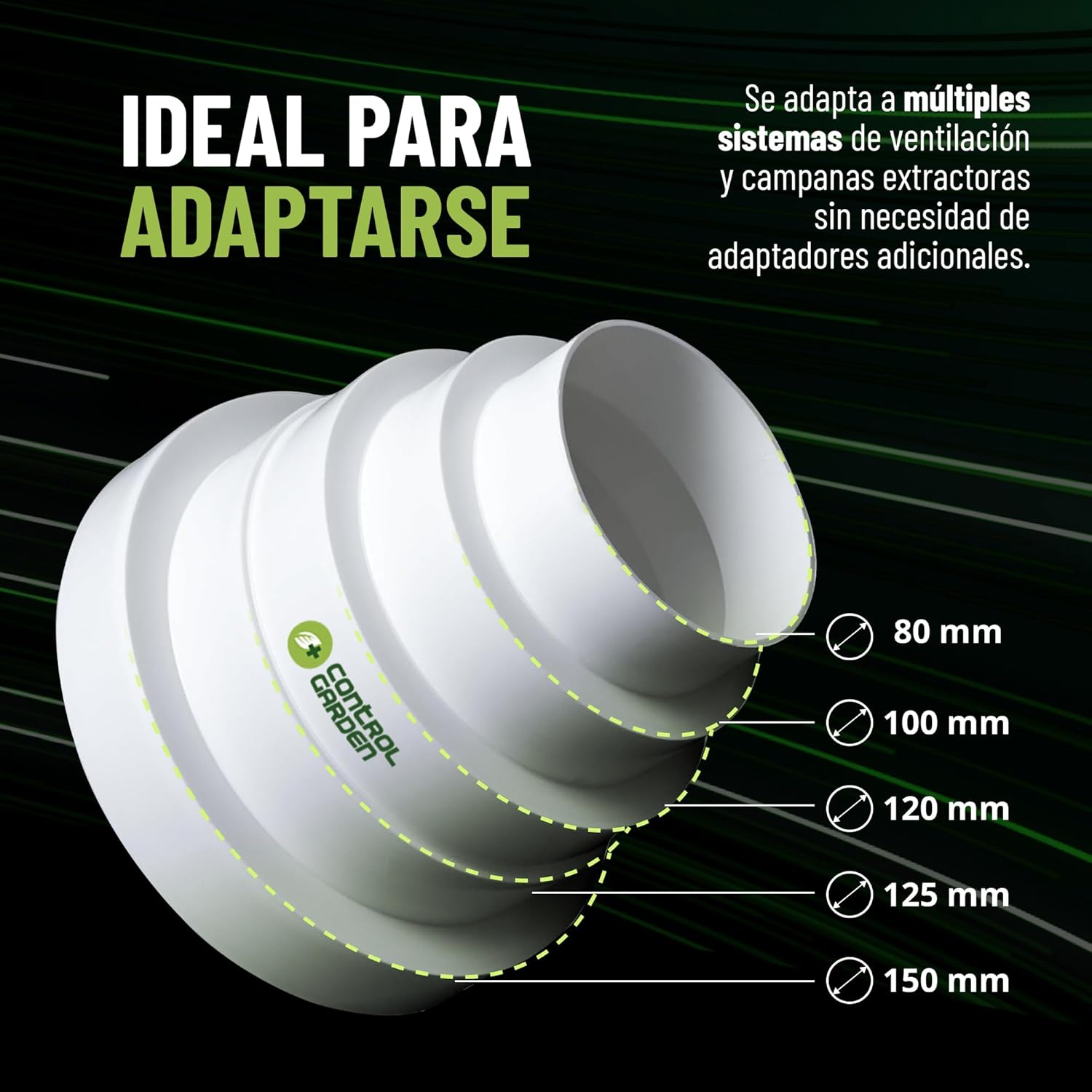 Reductor blanco universal para sistemas de ventilación de Control Garden. · foto 2