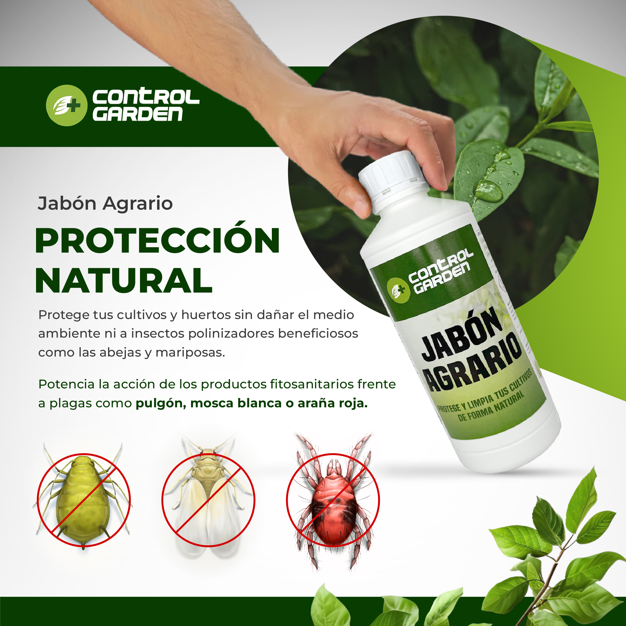 Jabón agrario potásico Control Garden 1 L para eliminar plagas · foto 2