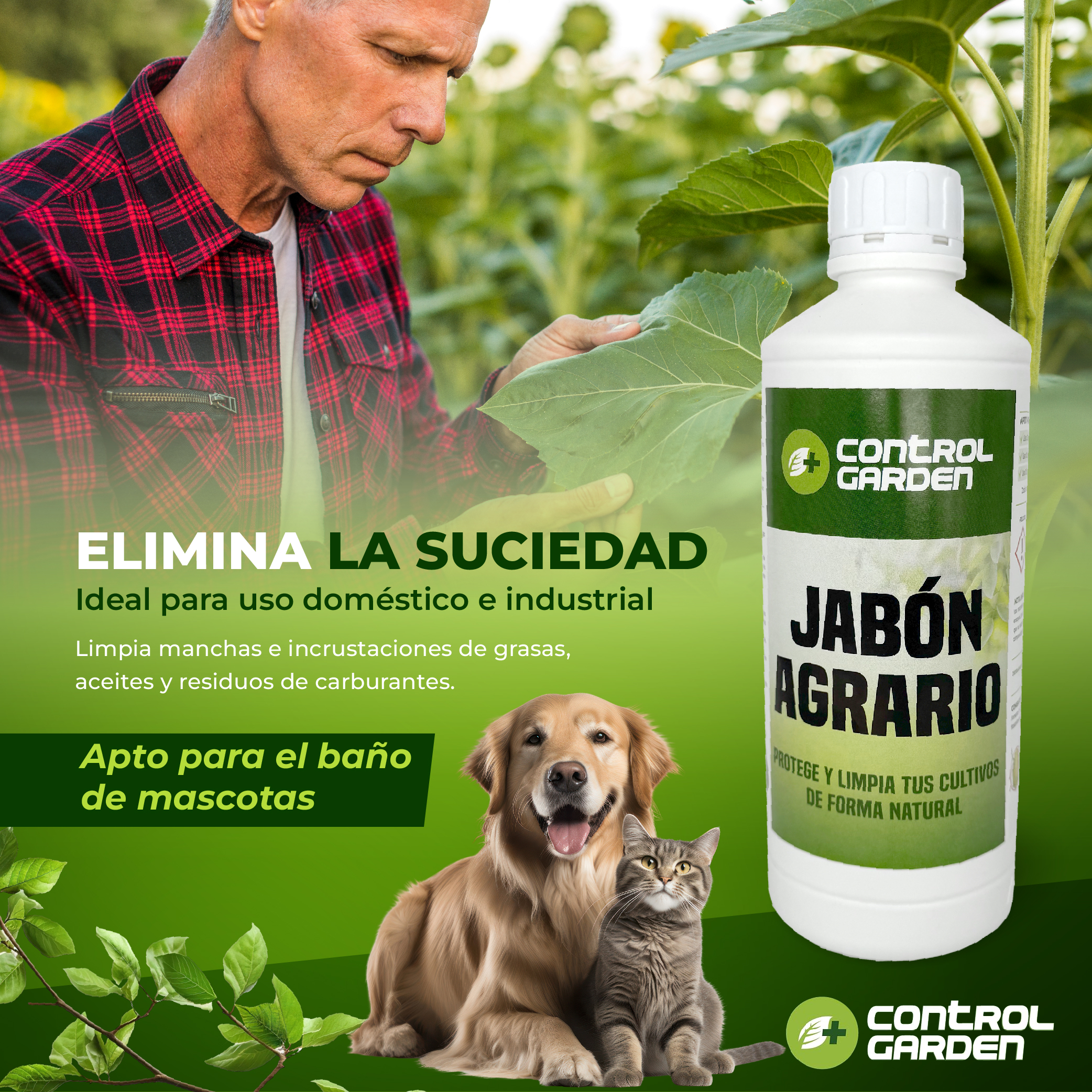 Jabón agrario potásico Control Garden 1 L para eliminar plagas · foto 7