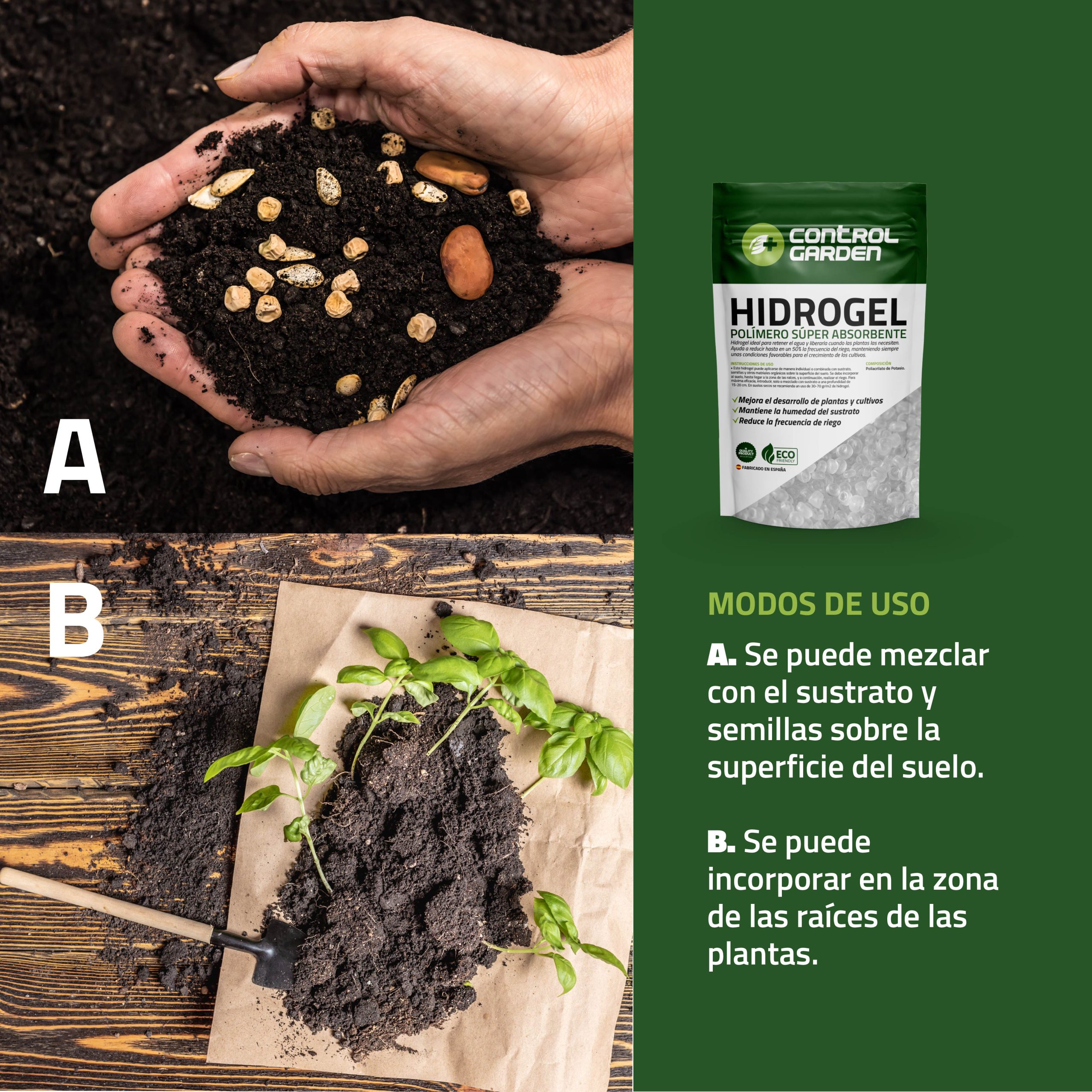 Hidrogel retenedor de agua en saco de 1 kg para jardinería · foto 4