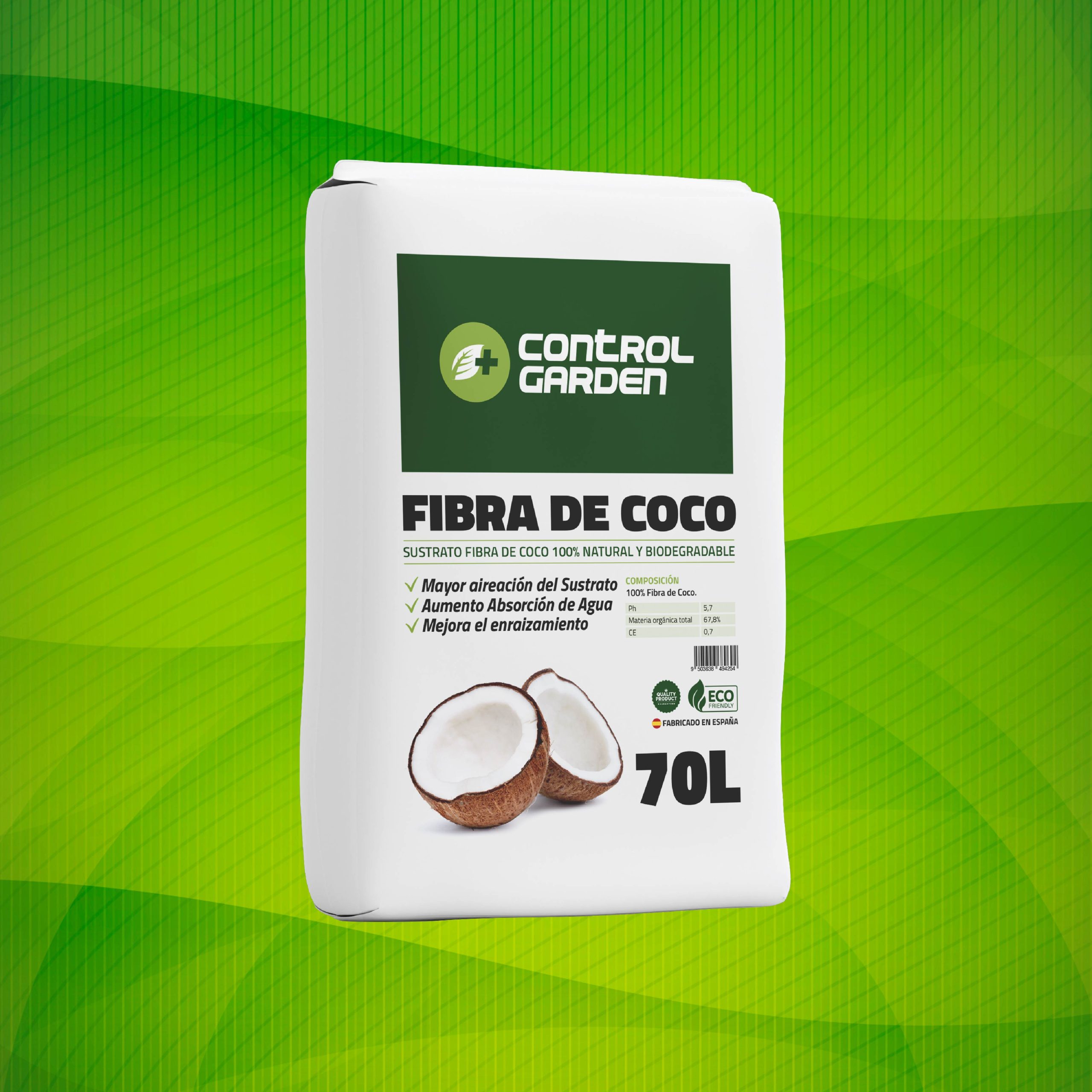 Sustrato de Fibra de Coco 70L de Control Garden para cultivos saludables · foto 4