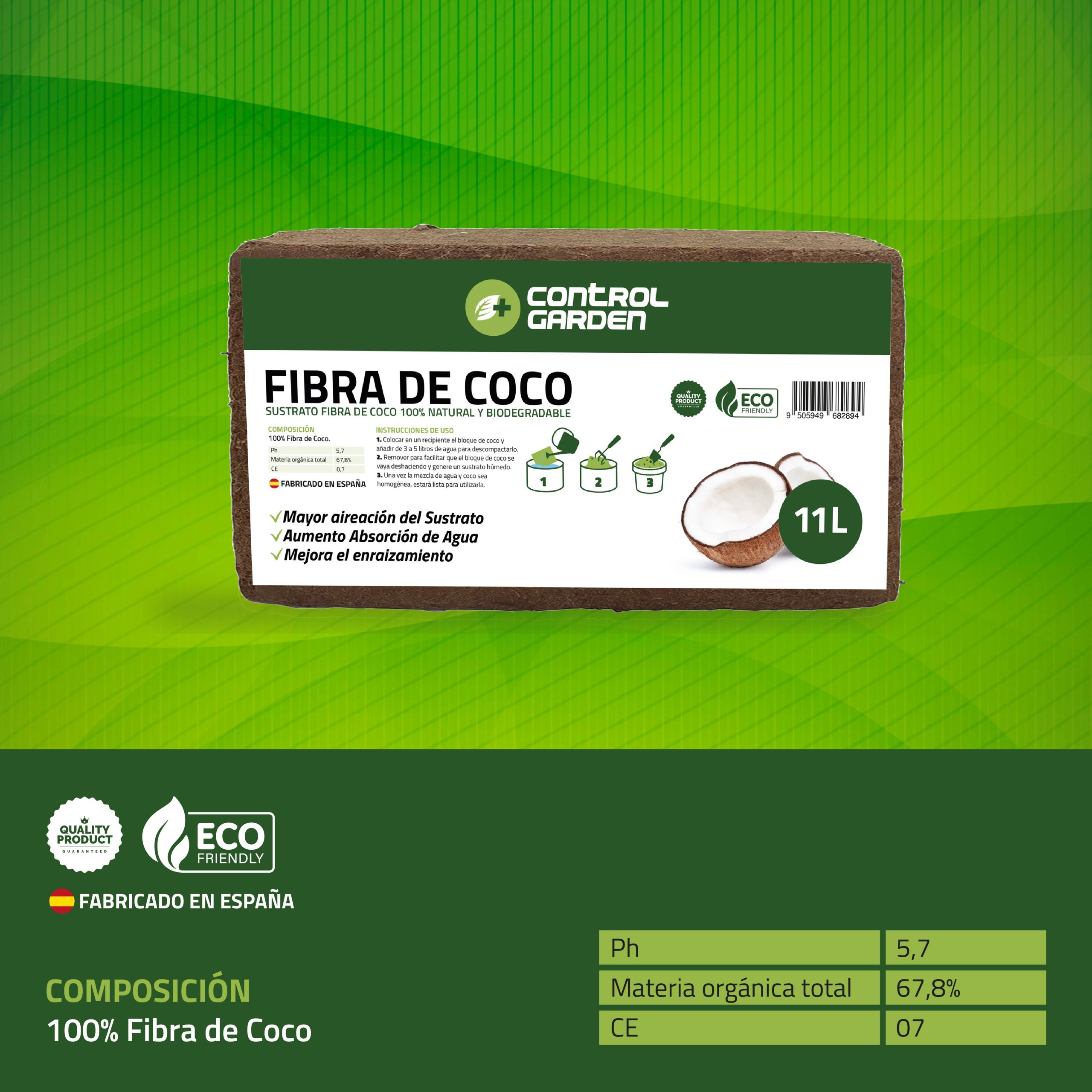 Sustrato de fibra de coco 11L 650g 100% natural para cultivos · foto 5