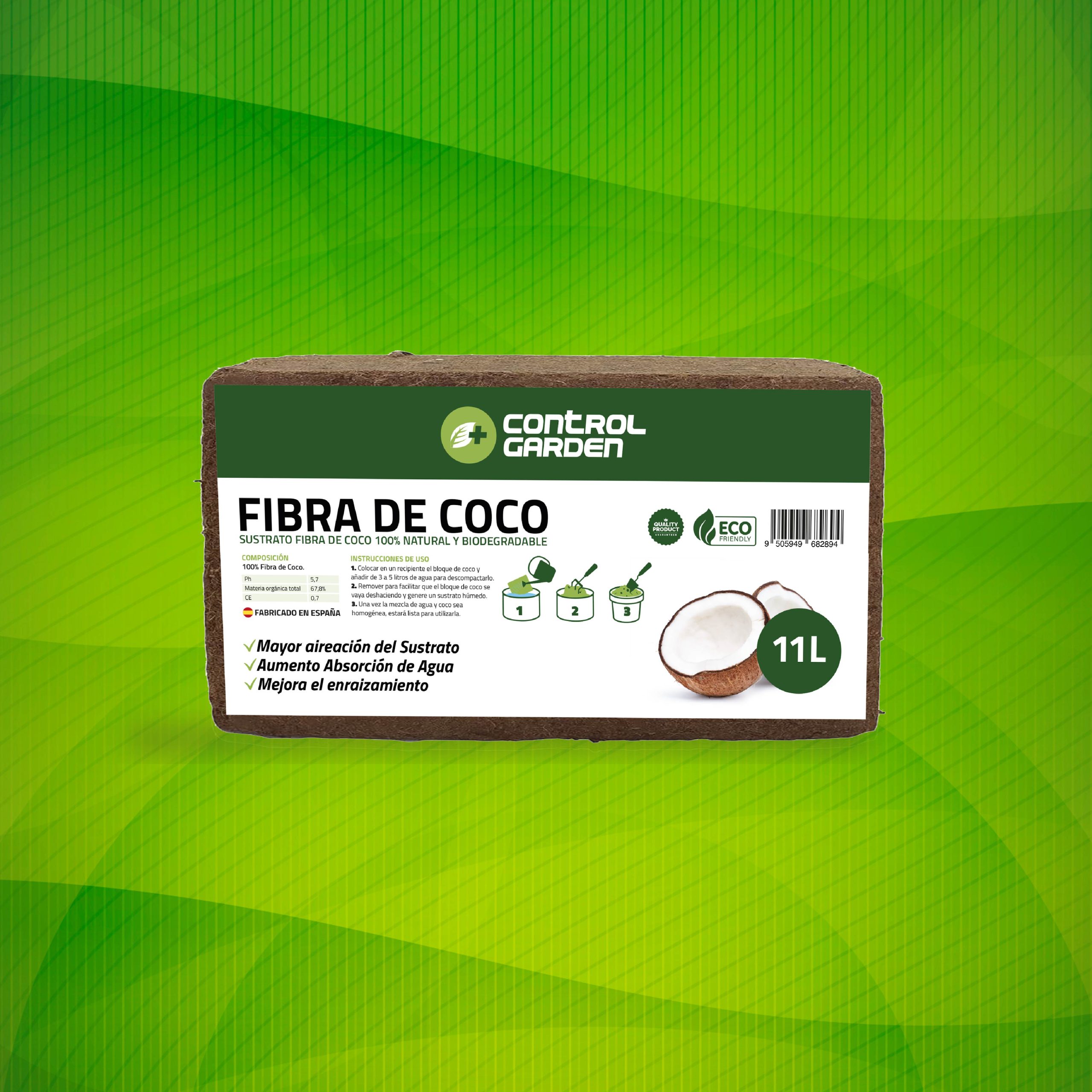 Sustrato de fibra de coco 11L 650g 100% natural para cultivos · foto 6