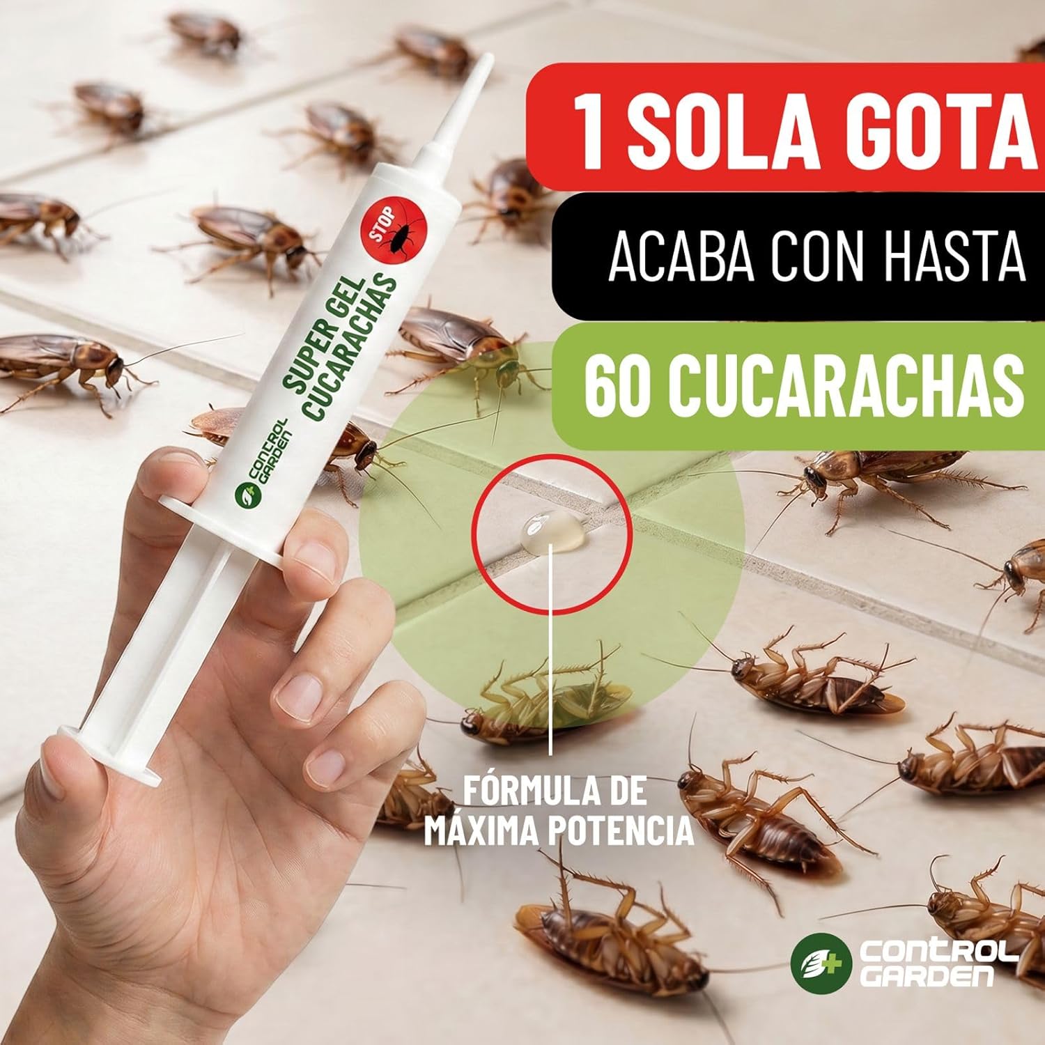Pack de 3 jeringuillas de gel insecticida para cucarachas de Control Garden · foto 3