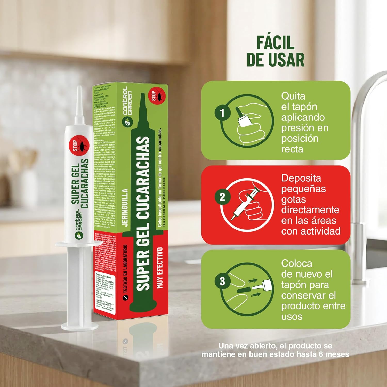 Pack de 3 jeringuillas de gel insecticida para cucarachas de Control Garden · foto 7