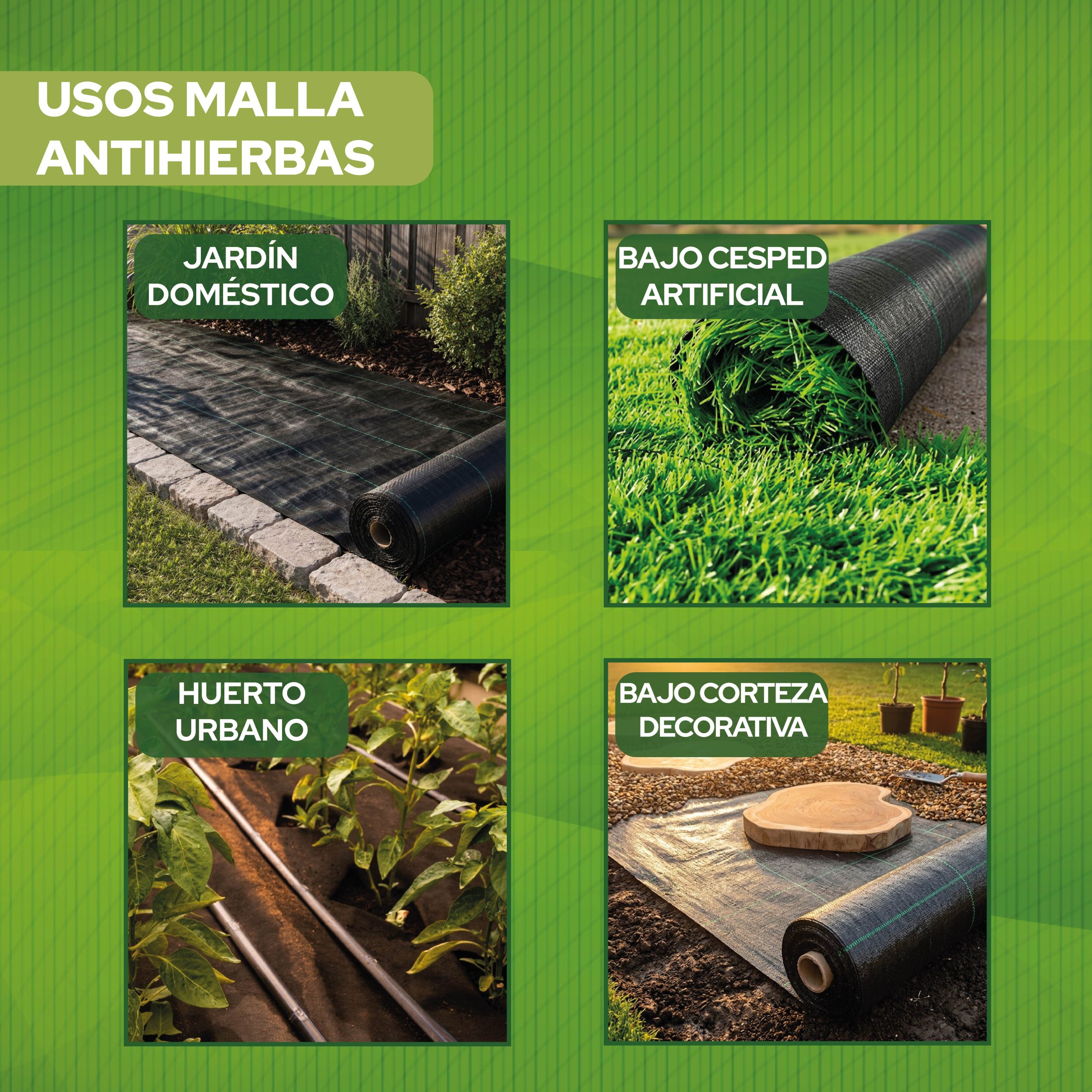 Malla Antihierbas Control Garden 1 x 10 m 105 gr/m² para jardinería ecológica · foto 6
