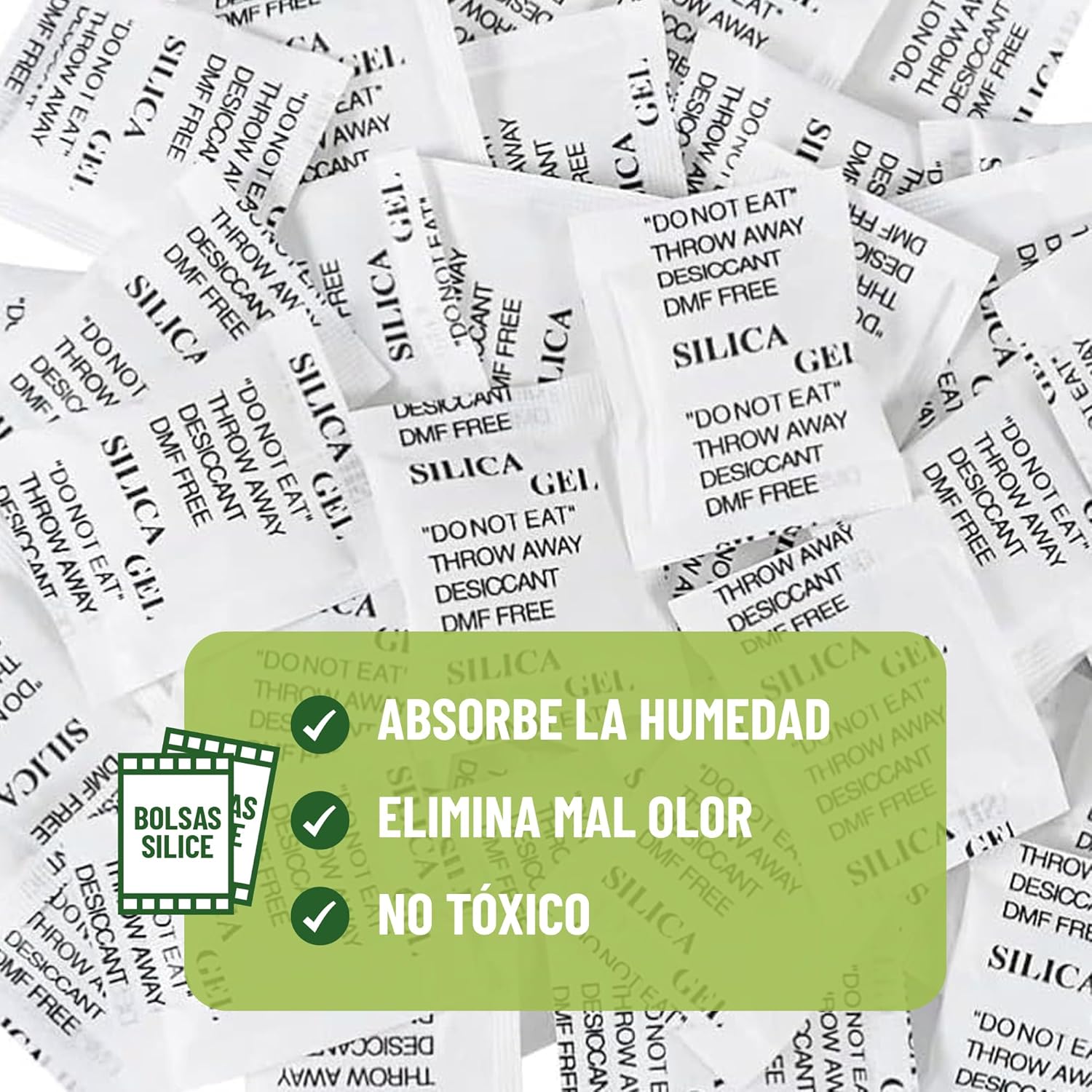 Pack de 200 bolsas antihumedad de gel de sílice de 1 g para controlar la humedad · foto 2