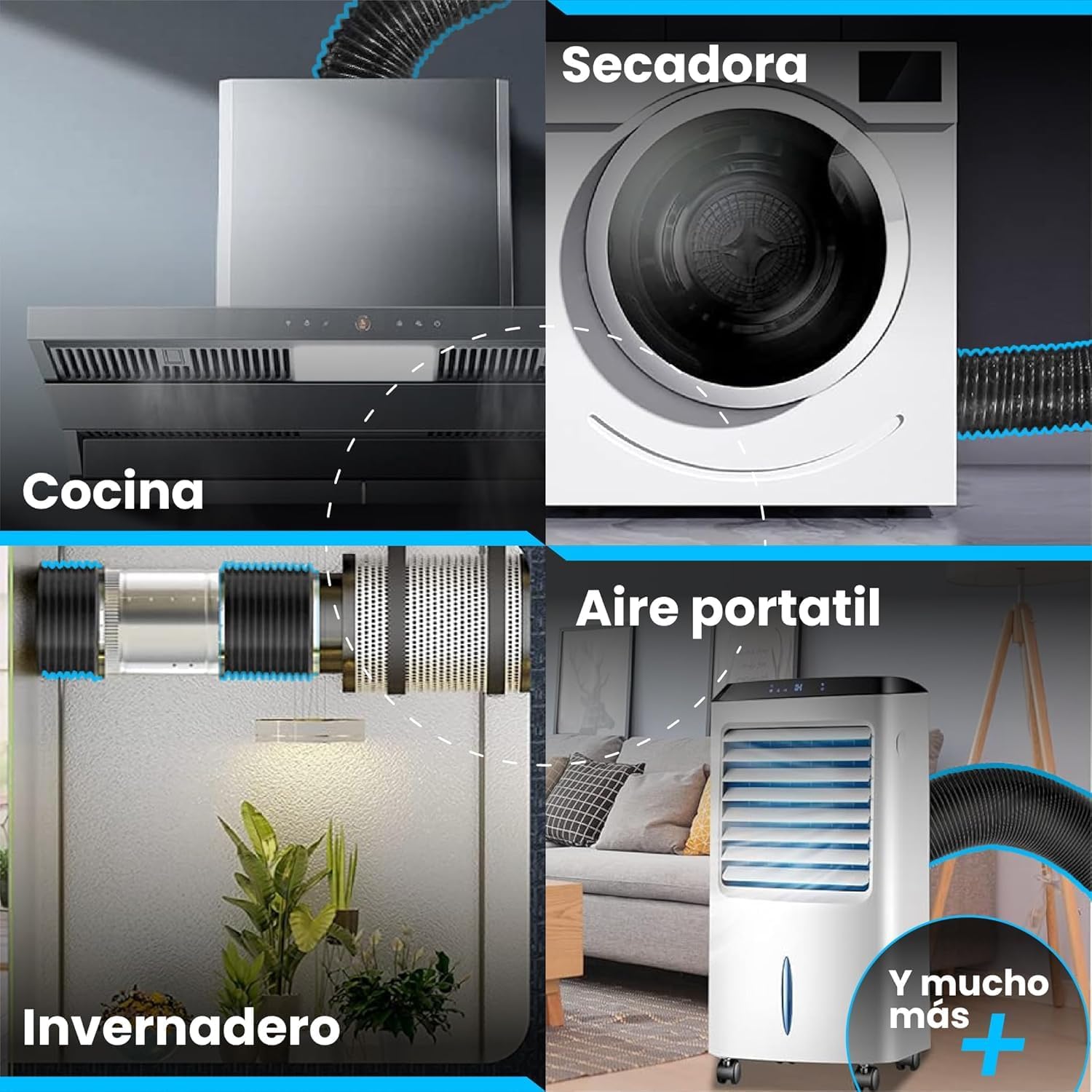 Tubo flexible de aluminio negro de 254 mm y 5 m para ventilación · foto 5